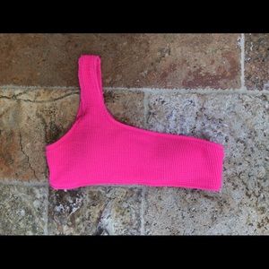 Shein Hot Pink One Shoulder Bralette Swim Top - Size M Juniors